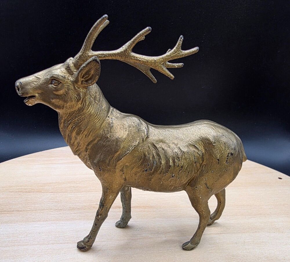 Brass Tone Elk Stag Deer Figurines Set of 3 Wildlife Vintage Made In Japan - Picture 14 of 16